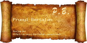 Prunyi Bertalan névjegykártya